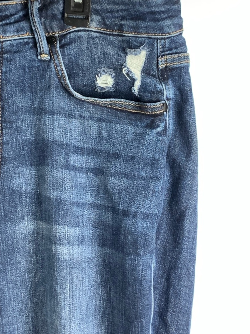 Judy Blue Flare Jeans 16W Dark Wash Distressed Raw Hem Stretch Denim Womens - Picture 4 of 14